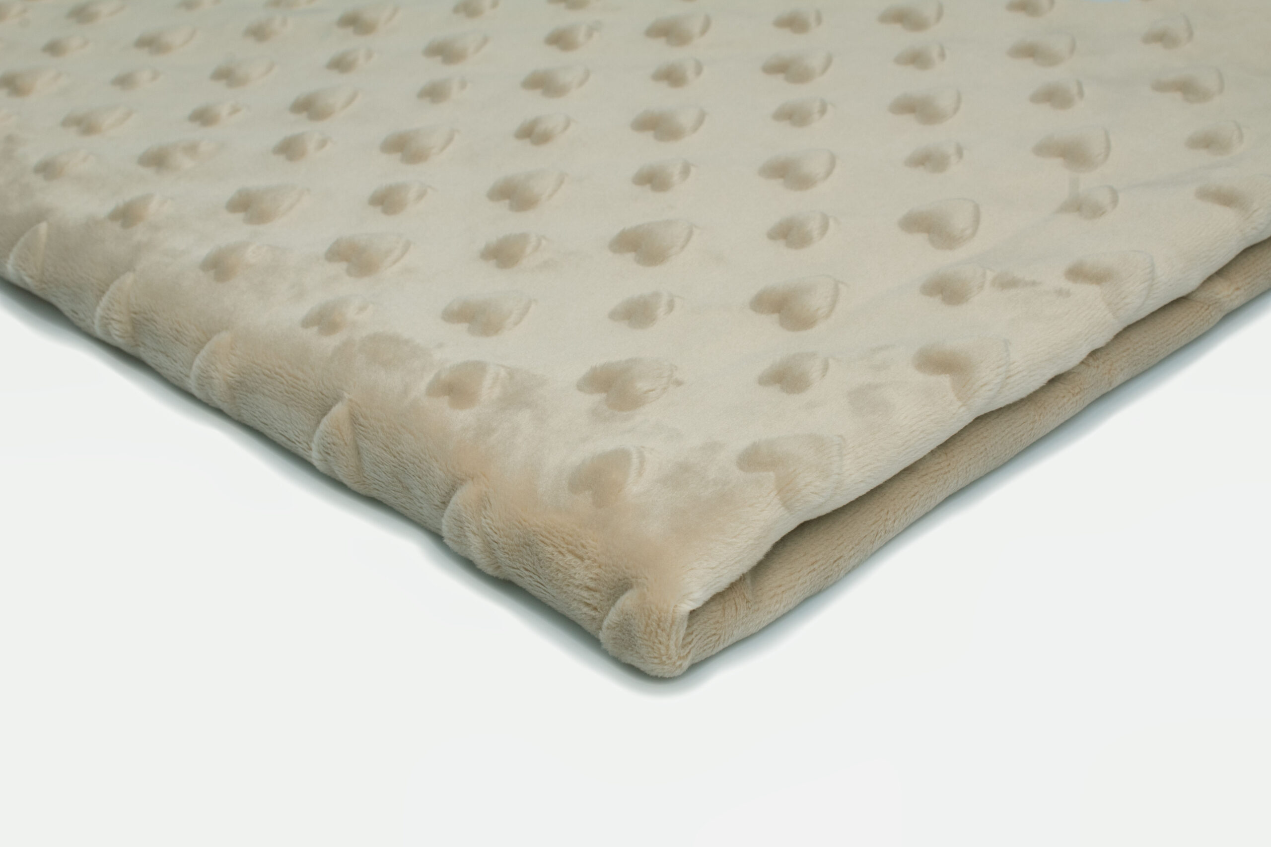 3 A Dzianina Minky Serca 330 g/m² ,,Jasny Beż'' – Wyjątkowa miękkość i ciepło w dekoracyjnej formie - obrazek 1