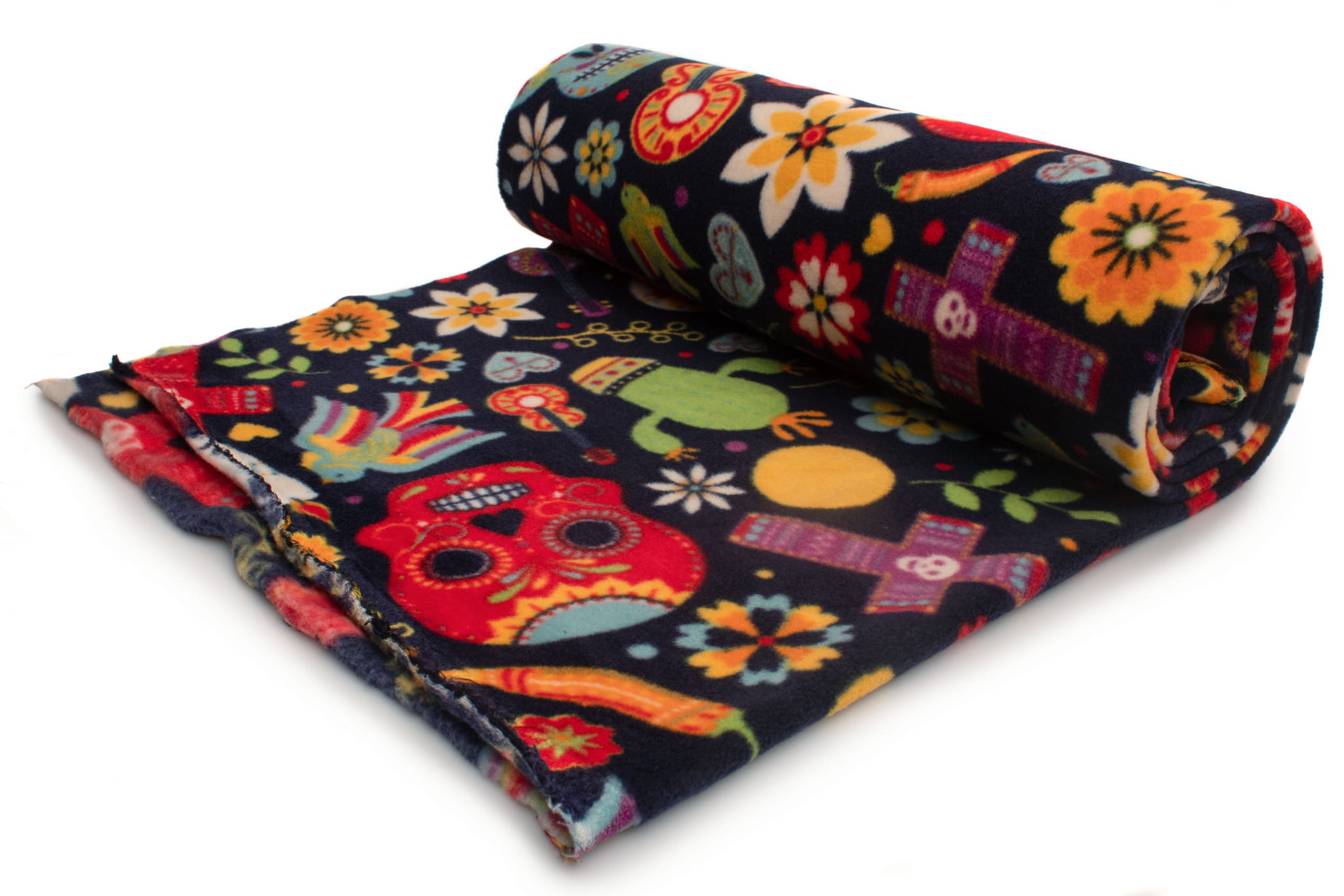 50061-C Dzianina polarowa antypillingowa 250g/m²„Dia de Muertos, Granat" – Polar Drukowany DTY - obrazek 1