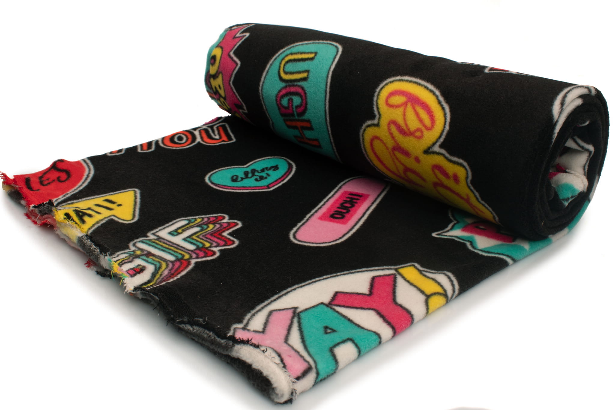 50121-A Dzianina polarowa antypillingowa 250g/m²„Naklejki, Czarny" – Polar Drukowany DTY - obrazek 1