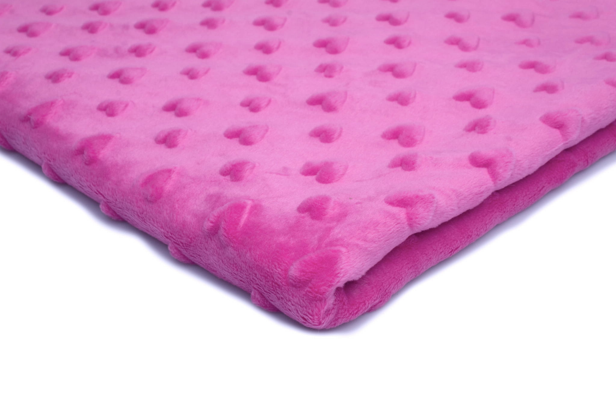 78-A Dzianina Minky Serca 330 g/m² ,,Intensywna Fuksja'' – Wyjątkowa miękkość i ciepło w dekoracyjnej formie - obrazek 1