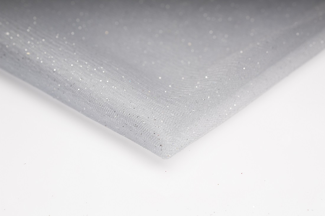 011 Tkanina Tiul z Brokatem 20 g/m² ,,Biały''- Delikatna mgiełka z efektem błysku - obrazek 1