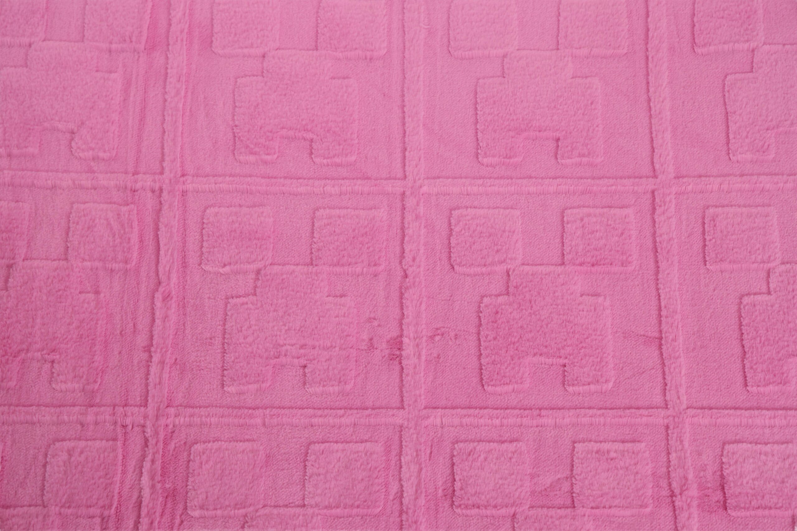 20C Dzianina Minky Plush Wzory 3D 350 g/m² -Wzór PIXEL ,, Różowy'' – Efektowna struktura 3D – dekoracja sama w sobie - obrazek 1