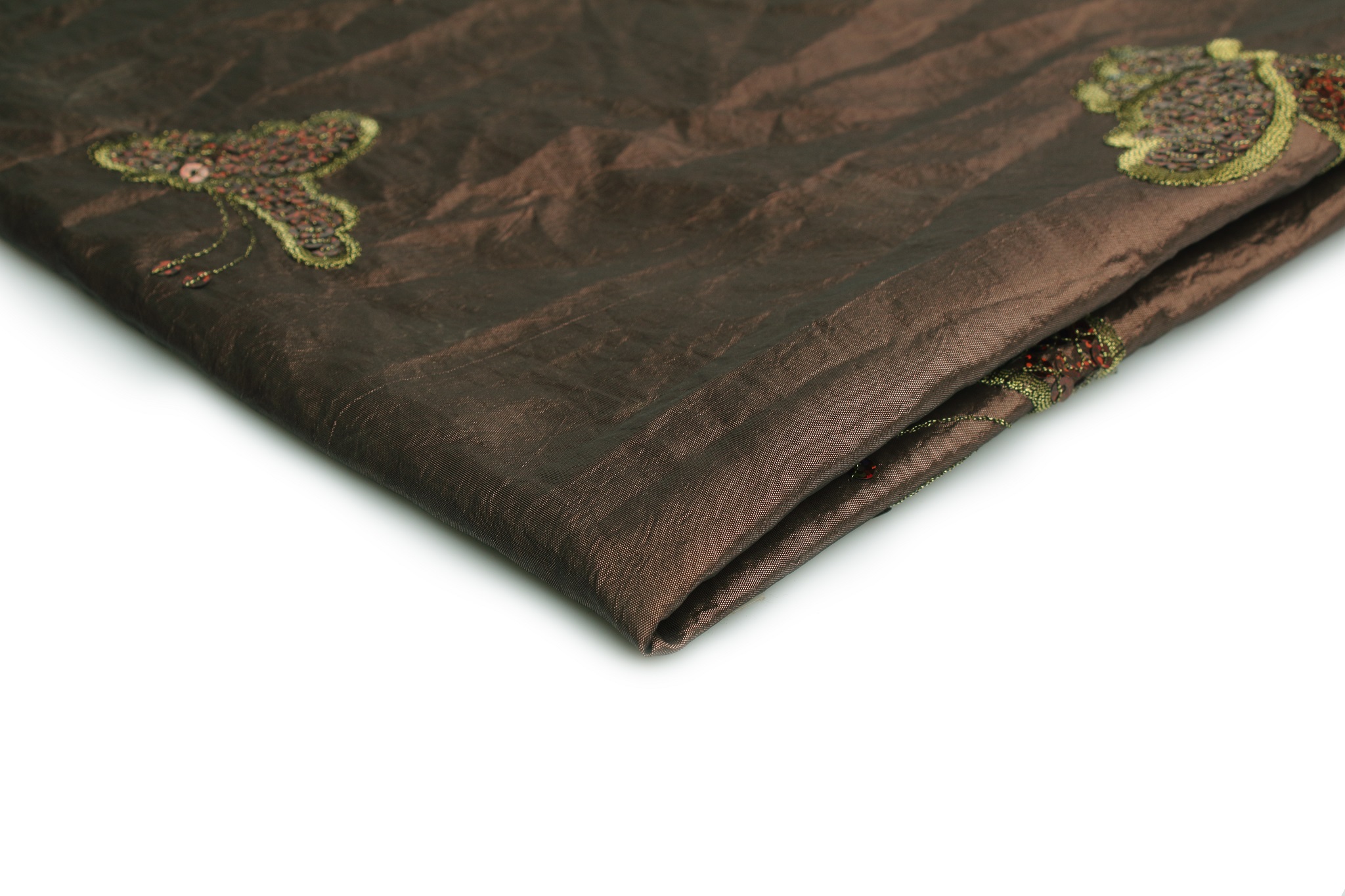 Jasny brąz1 Tkanina Tafta Haftowana 100g/m² Wzór Motylki ,,Jasny Brąz''- Elegancja z dekoracyjnym haftem - obrazek 1