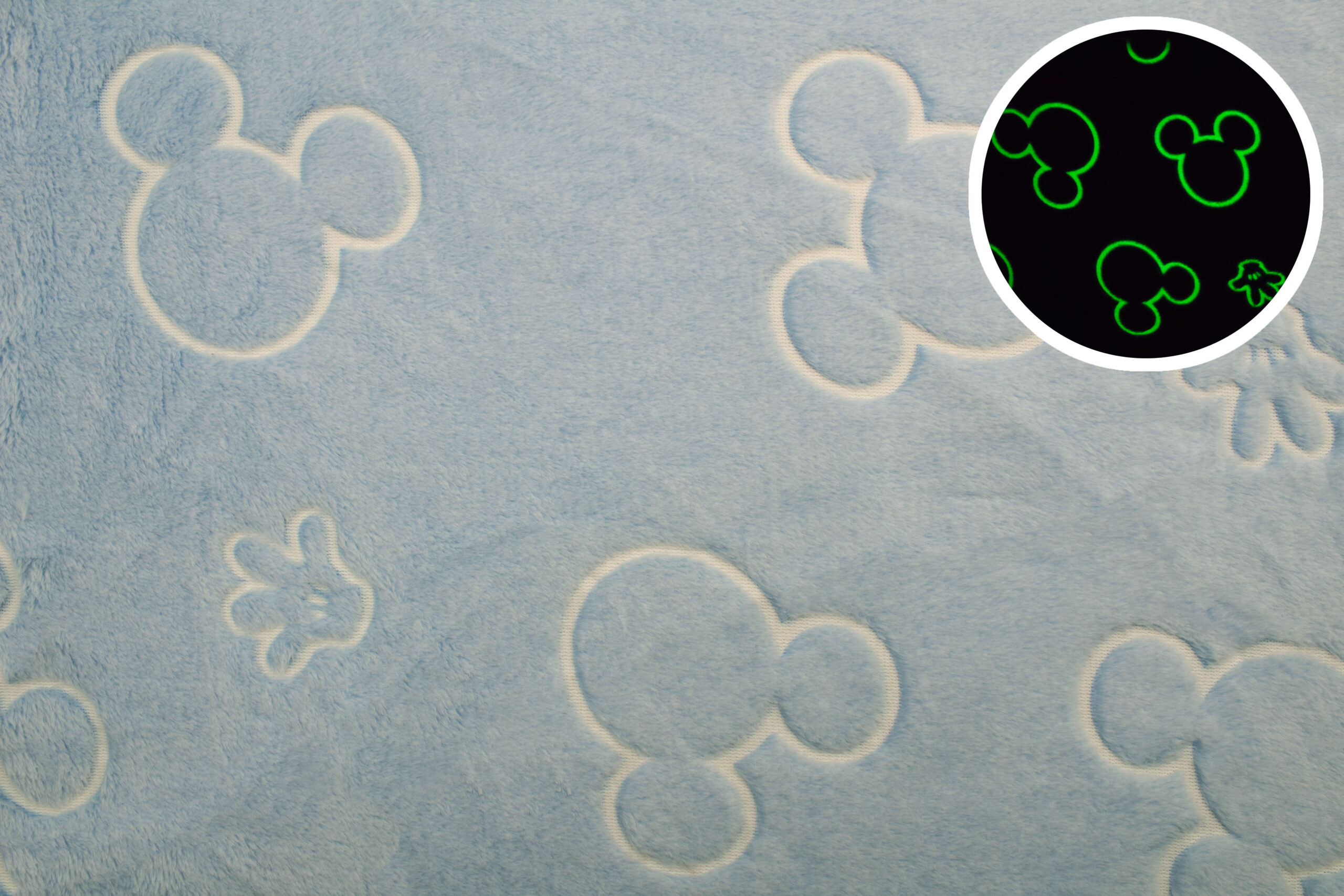 Mickey Błekit A Dzianina Minky Plush Świecący w ciemności 300g/m² -Wzór MYSZKA ,,Błekit'' – Miękkość, którą kochasz - Efekt WOW po zmroku - obrazek 1